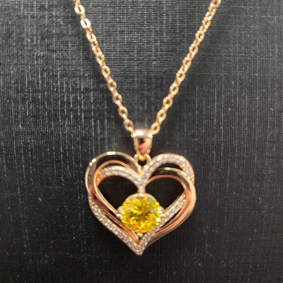 Louisa Secret Rose Gold Love Heart Birthstone Necklace - Picture 3 of 7